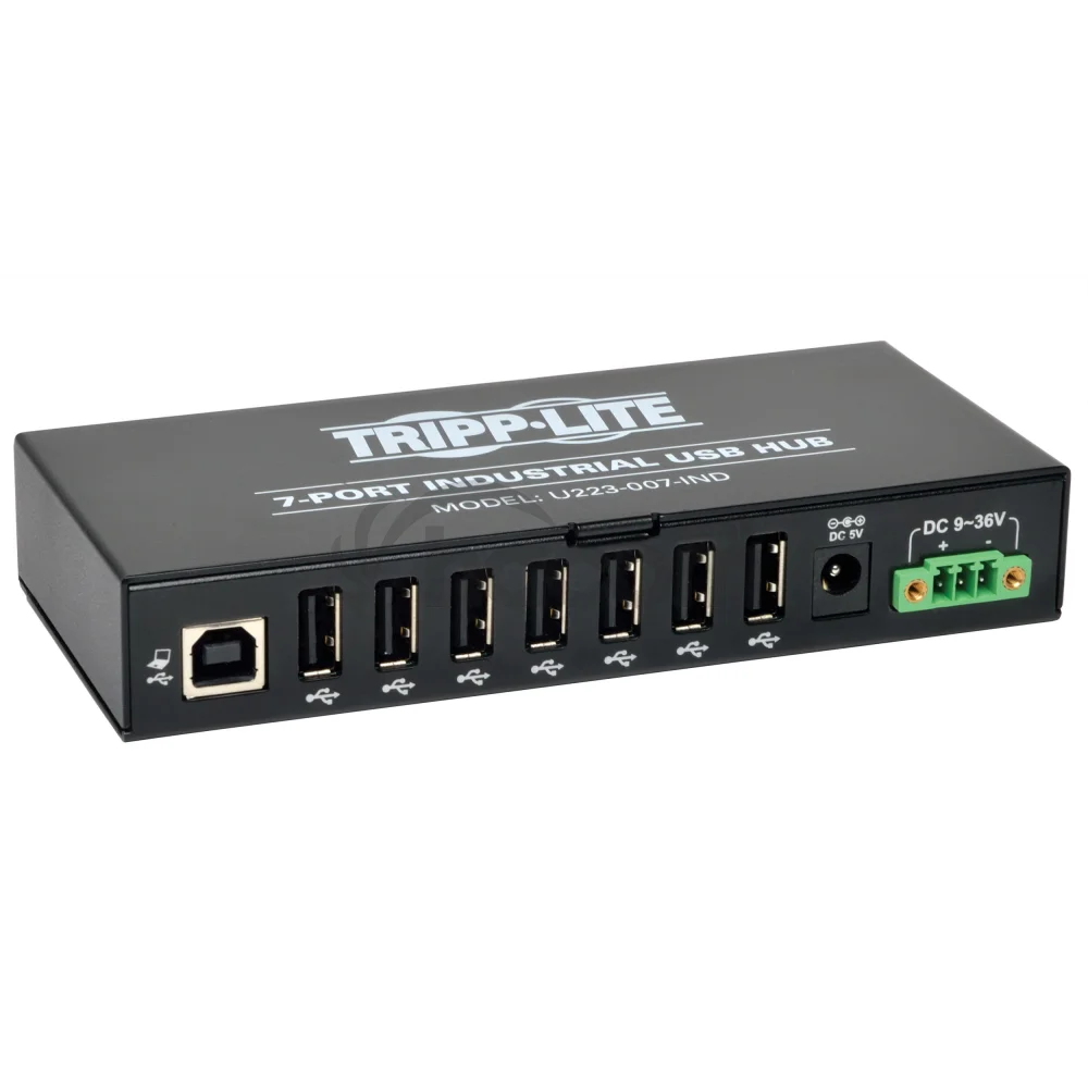 Rozbočovač 7x USB 2, priemyselný, odolnosť ESD 15kV, kovové púzdro, možnosť montáže