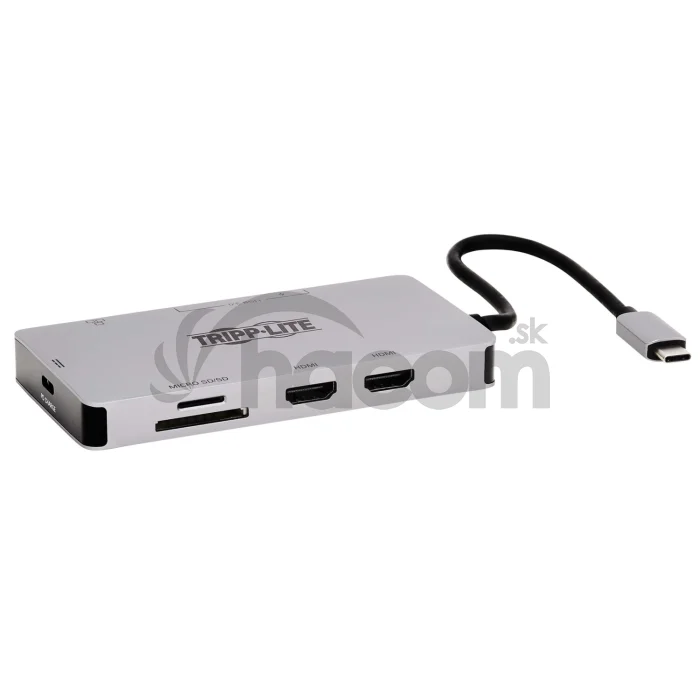 Dokovacia stanica USB-C, 2x displej, 4K 60Hz HDMI, USB 3.2 G1, USB-A, GbE, pamäť.karta, 100W PD, šedá