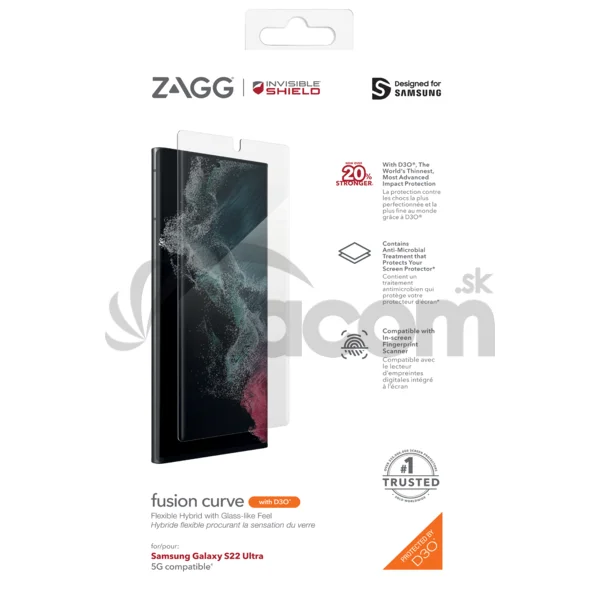 ZAGG Invisible Shield Fusion D3O Curve hybridné sklo SG S22 Ultra 5G