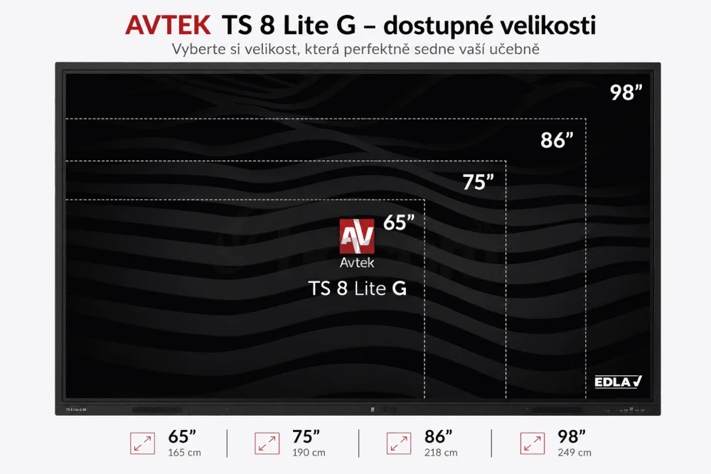 AVTEK TS 8 Lite G 65, interaktívny dotykový displej 65", 4K, 8GB/128GB, EDLA, Android 14
