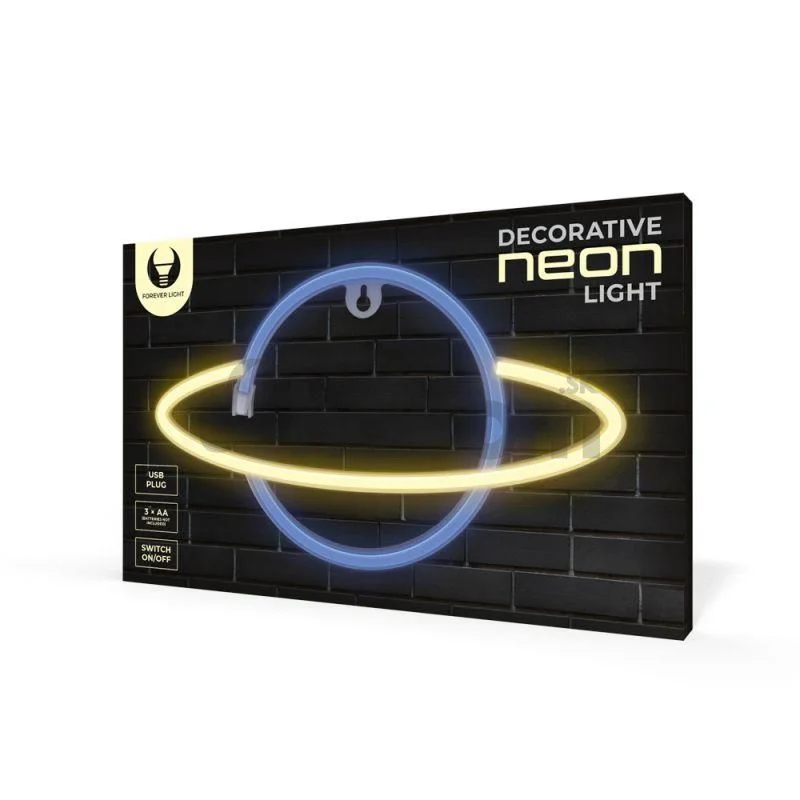 Dekoratívne LED neón Saturn modro žltý