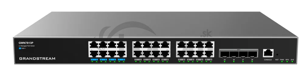 Grandstream GWN7813P Layer 3 Managed Network PoE Switch, 24 portov / 4 SFP+, VLAN, DHCP, Stacking