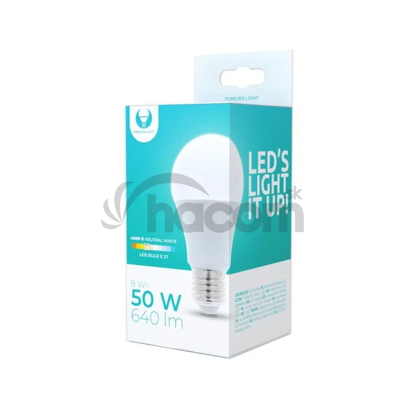 LED žiarovka Forever A60 E27 8W neutrálna biela (4500K)