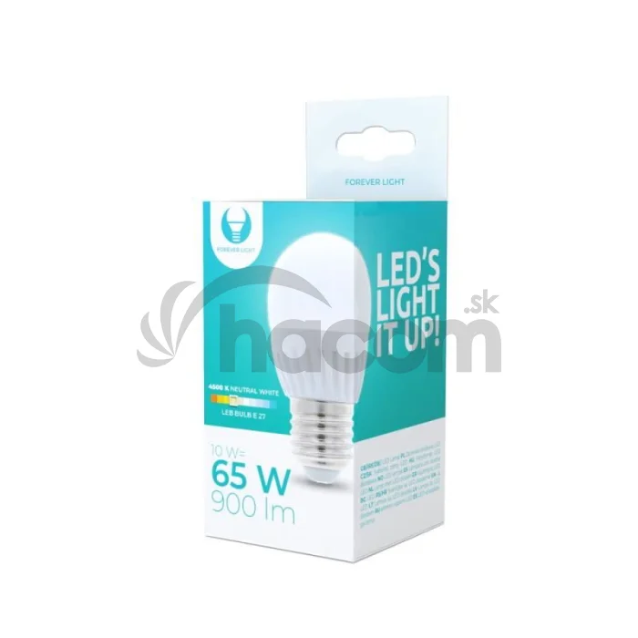 LED žiarovka Forever G45 E27 10W neutrálna biela (4500K)