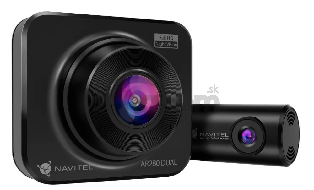 NAVITEL AR280 DUAL moderná kompaktná autokamera so zadnou kamerou na sledovanie situácie za autom