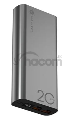 Powerbanka NAVITEL PWR20 AL strieborná s kapacitou 20000 mAh