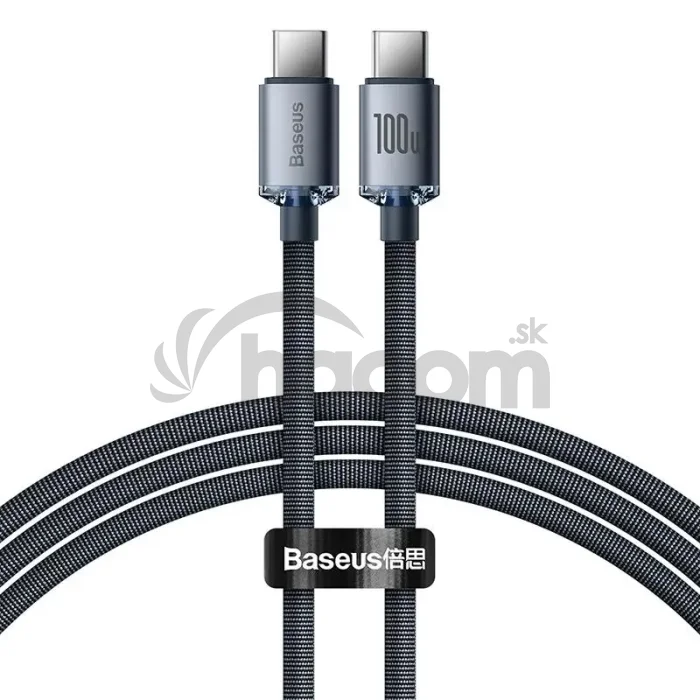 Baseus CAJY000601 Crystal Shine Series Dátový Kábel USB-C - USB-C 100W 1,2m Black