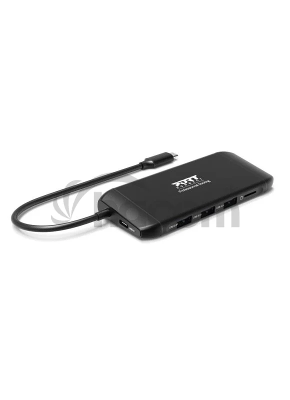 PORT CONNECT Dokovacia stanica 8v1 DUAL SCREEN, 2xFullHD alebo 1x4K, HDMI, VGA, 3xUSB-A, RJ-45, TF, SD