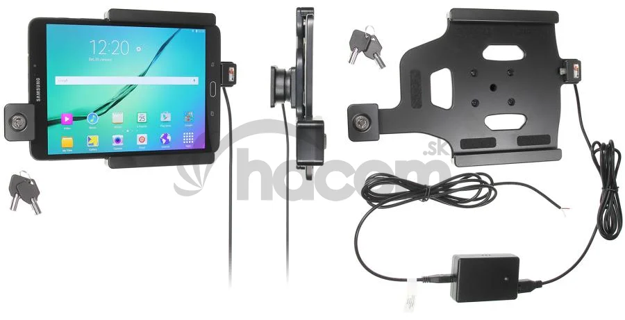 Brodit držiak do auta na Samsung Galaxy Tab S2 8.0 bez púzdra, so skrytým nabíjaním, zámok