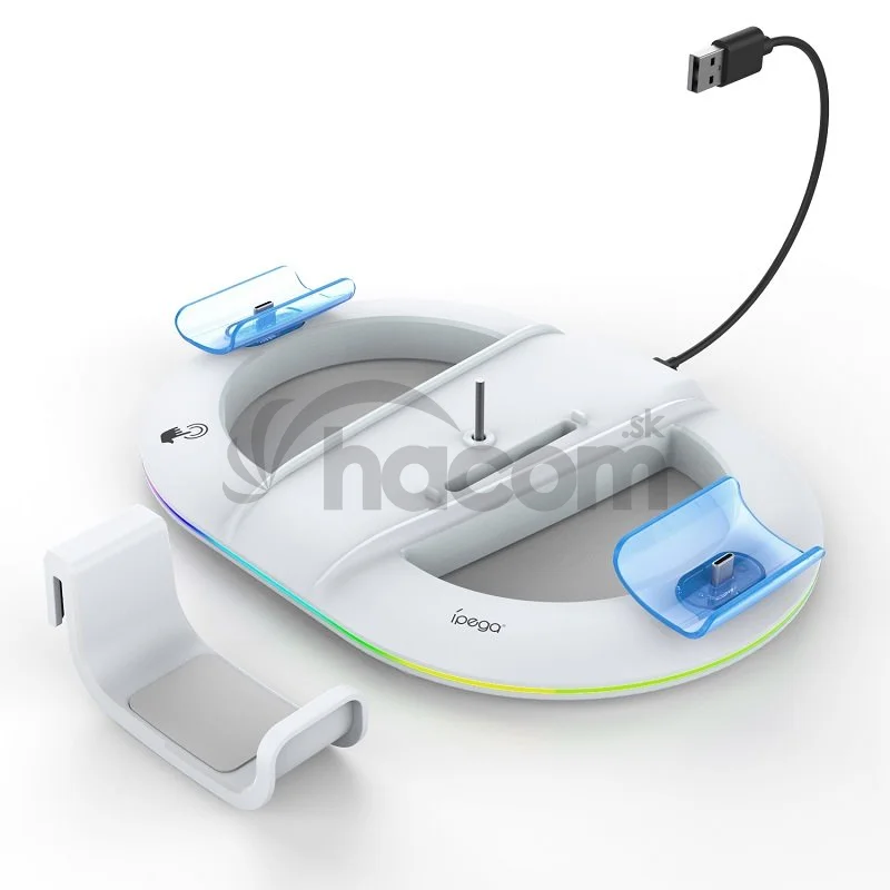 iPega P5S045 Vertikálne Nabíjací Stojan s RGB pre PS5/PS5 Slim White