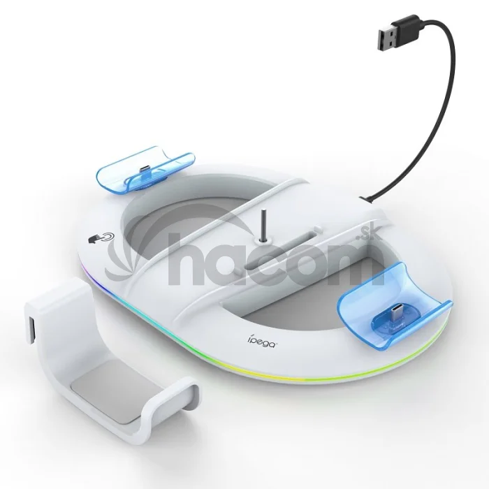 iPega P5S045 Vertikálne Nabíjací Stojan s RGB pre PS5/PS5 Slim White