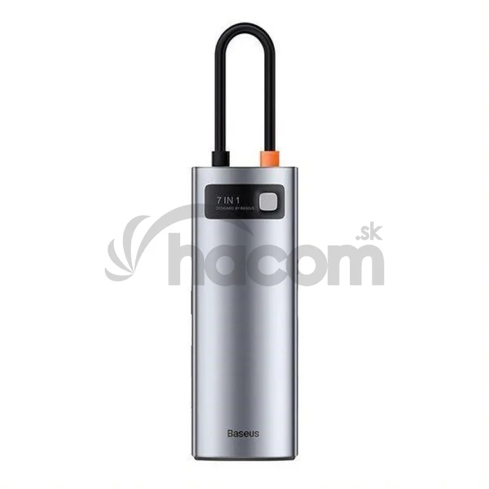 Baseus dokovacia stanica 7v1 USB-C (USB-C PD 100W, USB-C, 2x USB 3.0, HDMI, SD/TF port) sivá