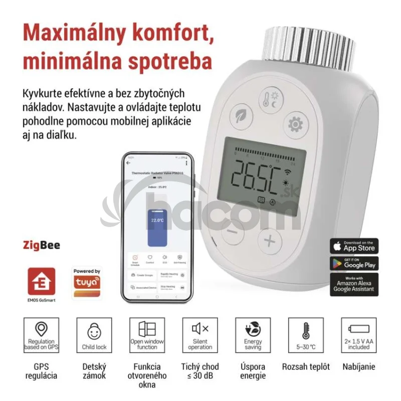 GoSmart Digitálna termostatická hlavica P5631S ZigBee 3.0