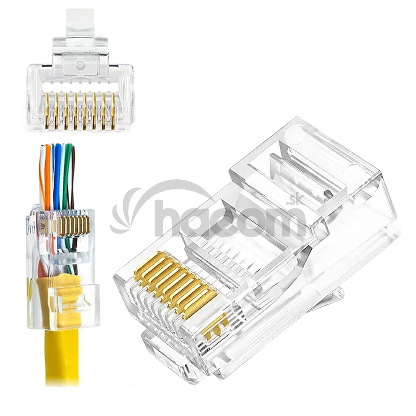 W-Star Konektor UTP RJ45EZ Cat5e 1000ks 3U pozlátený 5SLD pass through RJ45EZC5T