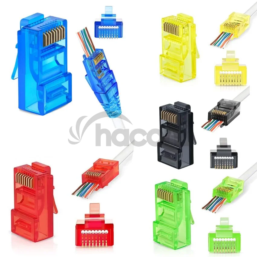 W-Star Konektor UTP RJ45EZ Cat5e 100ks pozlátený, mix, pass cez ethernet RJ45EZ5SM