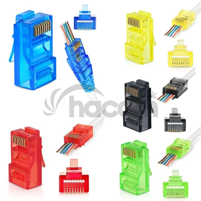 W-Star Konektor UTP RJ45EZ Cat5e 100ks pozlátený, mix, pass cez ethernet RJ45EZ5SM