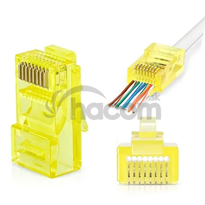 W-star Konektor UTP RJ45EZ Cat5e100ks pozlátený, žltá, pass through RJ45EZ5YS