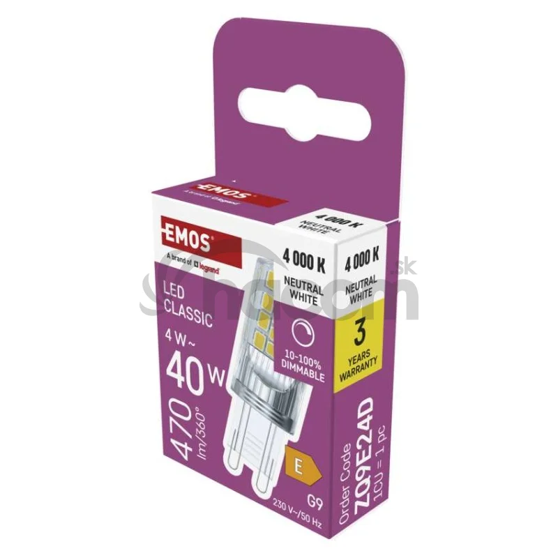 LED žiarovka Classic JC / G9 / 4,2 W (40 W) / 470 lm / neutrálna biela / stmievateľné