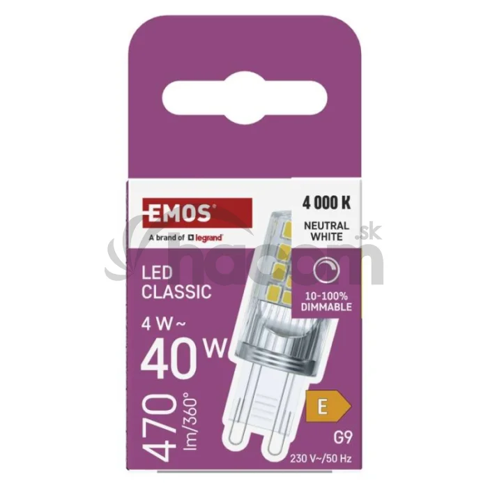 LED žiarovka Classic JC / G9 / 4,2 W (40 W) / 470 lm / neutrálna biela / stmievateľné