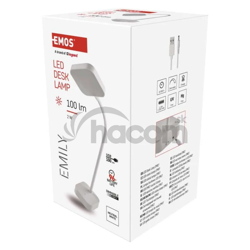 LED stolná lampa EMILY, dobíjacia