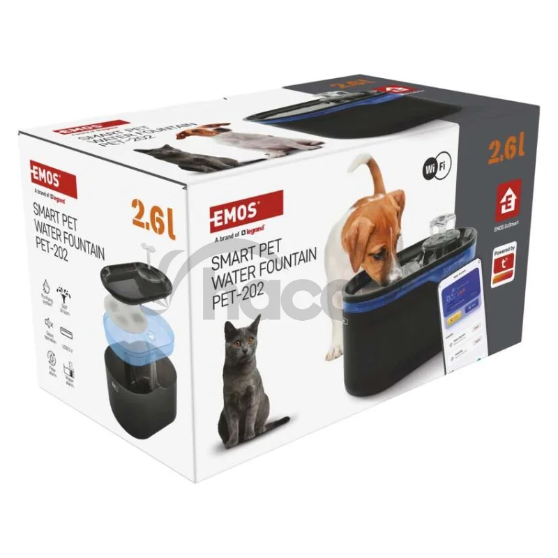 GoSmart vodná fontána Pet Care, 2,6 l, sivá, Wi-Fi