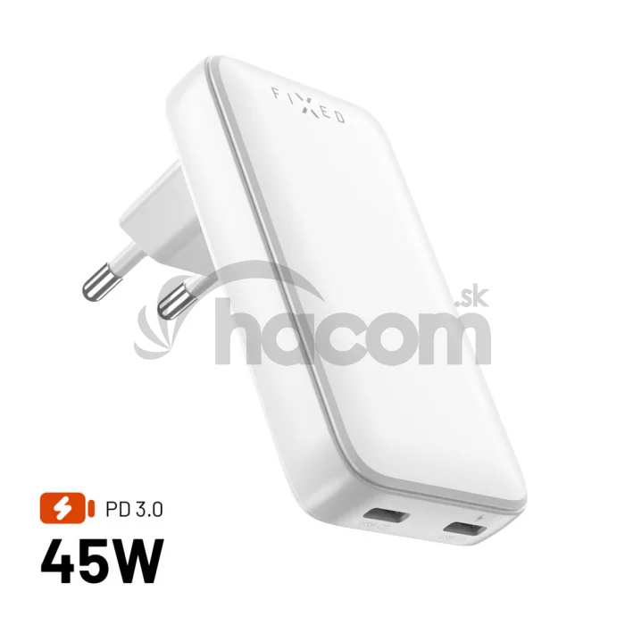 GaN nabíjačka FIXED Slim, 45W, PD2.0, 2xUSB-C