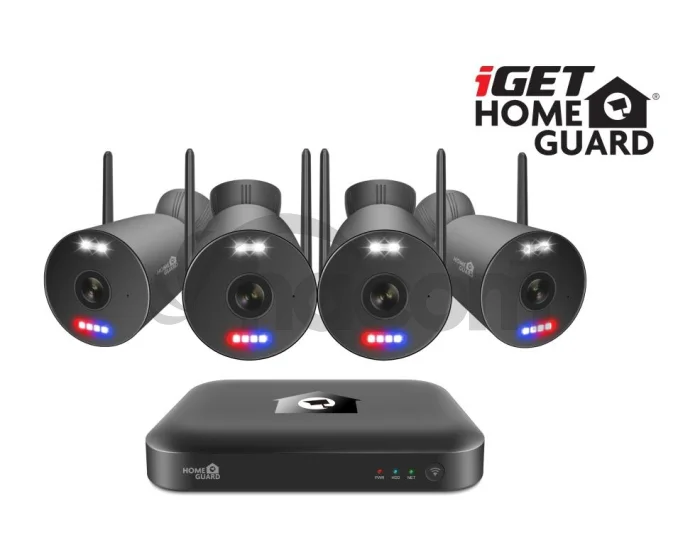 iGET HGNVK109104 - kamerový Wi-Fi set, 3K rozlíšenie, 10CH NVR + 4x kamera so zvukom, IR + LED, CZ app