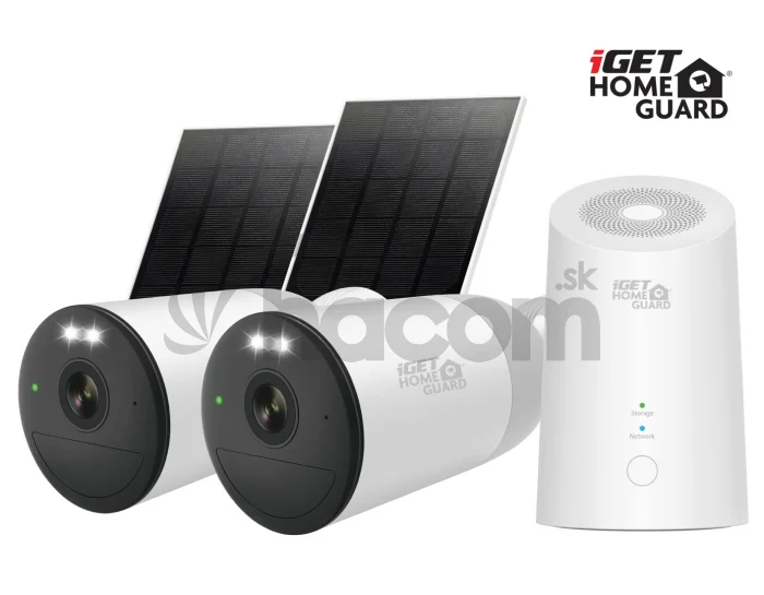 iGET HGWNK108402S - kamerový batériový 2K Wi-Fi set, 10CH NVR + 2x kamera so solár. panelom, 9000mAh