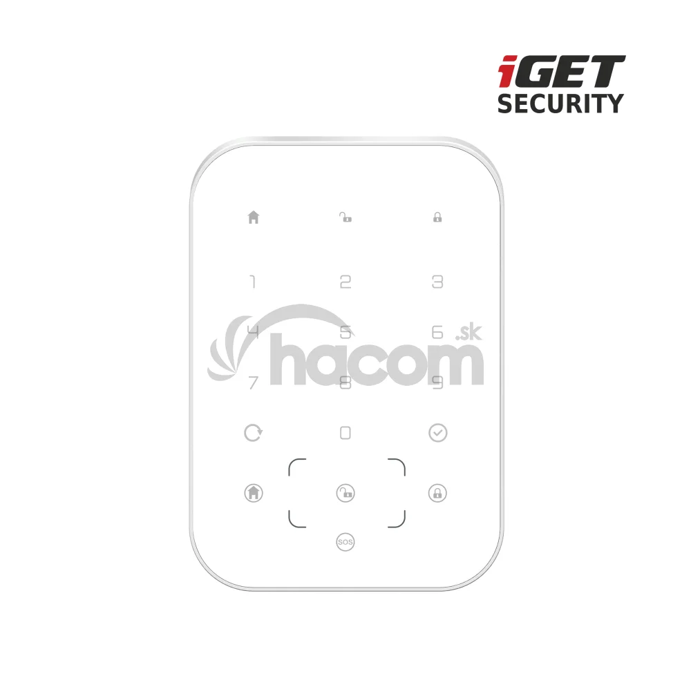 iGET SECURITY MP13 - bezdrôtová klávesnica s RFID čítačkou pre alarm M6-4G, napájanie 4x AA v balení