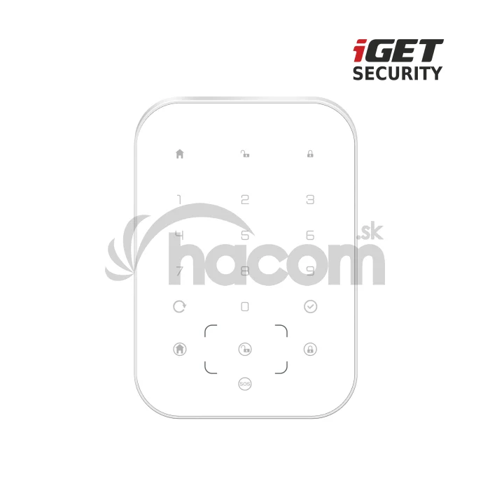 iGET SECURITY MP13 - bezdrôtová klávesnica s RFID čítačkou pre alarm M6-4G, napájanie 4x AA v balení