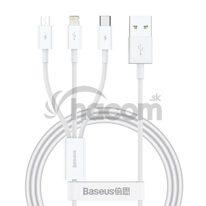 Baseus Superior Series Fast Charging Dátový Kábel USB-A - USB-C/microUSB/Lightning 3.5A 0.5m Stellar