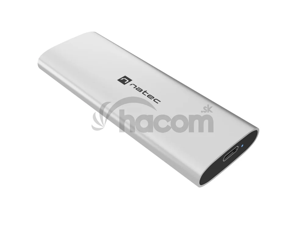 Externý box pre SSD Natec RHINO M.2 NVME LITE USB-C 3.2 GEN 2, hliníkové telo, ARCTIC SILVER