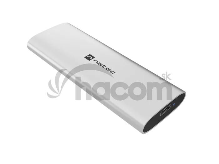 Externý box pre SSD Natec RHINO M.2 NVME LITE USB-C 3.2 GEN 2, hliníkové telo, ARCTIC SILVER
