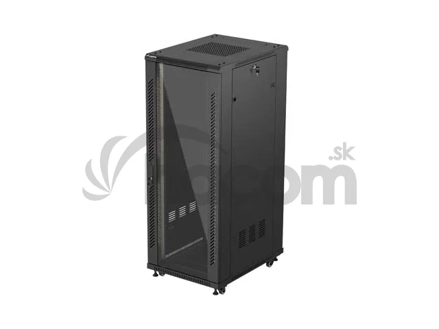 19" VOĽNE STOJÚCA RACKOVÁ SKRIŇA 32U/600X800 (FLAT PACK) S PRESKLENÝMI DVERAMI ČIERNA LANBERG