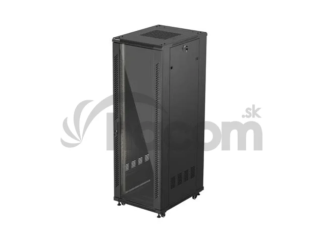 19" VOĽNE STOJÚCA RACKOVÁ SKRIŇA 37U/600X800 (FLAT PACK) S PRESKLENÝMI DVERAMI ČIERNA LANBERG