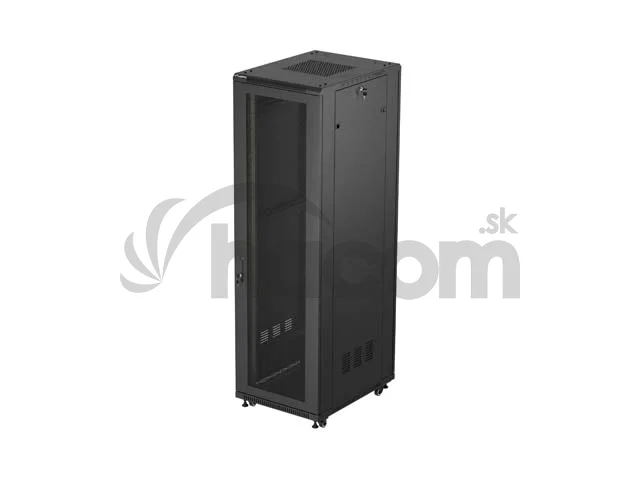 19" VOĽNE STOJÚCA RACKOVÁ SKRIŇA 42U/600X800 (FLAT PACK) SO SIEŤOVANÝMI DVERAMI ČIERNA LANBERG