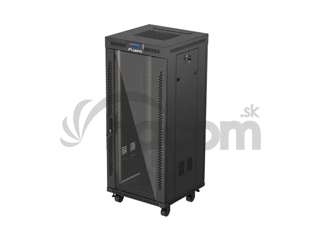 19" VOĽNE STOJÚCA RACKOVÁ SKRIŇA 27U/600X600 (FLAT PACK) S PRESKLENÝMI DVERAMI LCD ČIERNA LANBERG V2