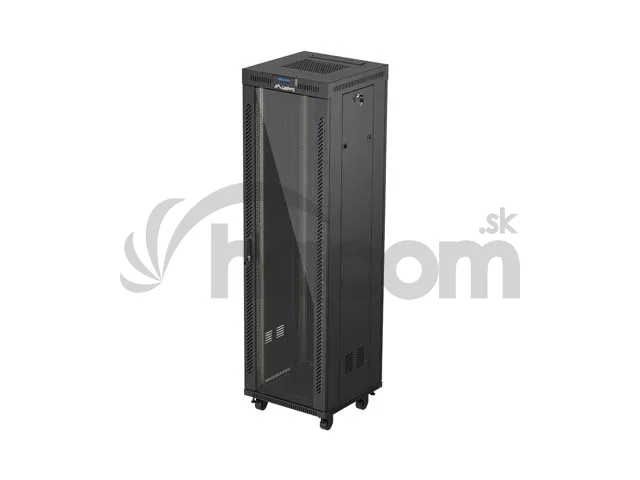 19" VOĽNE STOJÚCA RACKOVÁ SKRIŇA 42U/600X600 (FLAT PACK) S PRESKLENÝMI DVERAMI LCD ČIERNA LANBERG V2