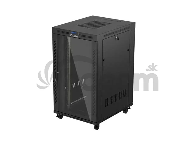 19" VOĽNE STOJÚCA RACKOVÁ SKRIŇA 27U/800X1000 (FLAT PACK) S PRESKLENÝMI DVERAMI LCD ČIERNA LANBERG V2