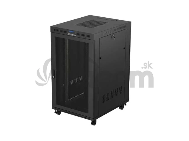 19" VOĽNE STOJÚCA RACKOVÁ SKRIŇA 27U 800X1000 ČIERNY LCD S PERFOROVANÝMI DVERAMI LANBERG (FLAT PACK) V2