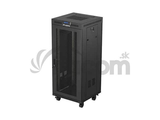 19" VOĽNE STOJÚCA RACKOVÁ SKRIŇA 27U/600X600 (FLAT PACK) SO SIEŤOVANÝMI DVERAMI LCD ČIERNA LANBERG V2