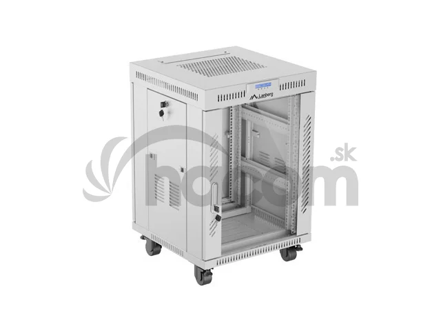 19" VOĽNE STOJÚCA RACKOVÁ SKRIŇA 15U 600X600 ŠEDÉ SKLENENÉ DVERE LCD LANBERG (FLAT PACK) V2