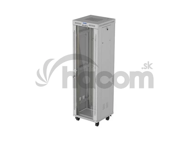 19" VOĽNE STOJÚCA RACKOVÁ SKRIŇA 42U 600X600 ŠEDÉ SKLENENÉ DVERE LCD LANBERG (FLAT PACK) V2