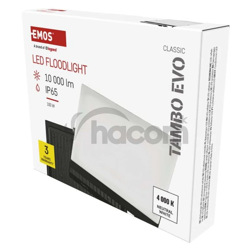 LED reflektor TAMBO EVO, 100 W, 10 000 lm, IP65, čierny