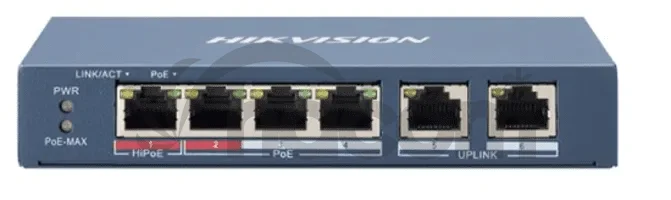 DS-3E1106HP-EI 4x100Mb PoE+2x100Mb RJ45, smart switch, 60W