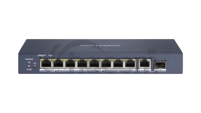 DS-3E0510HP-E 8x1Gb PoE+1x1Gb RJ45, 1xGb optika, switch, 90W