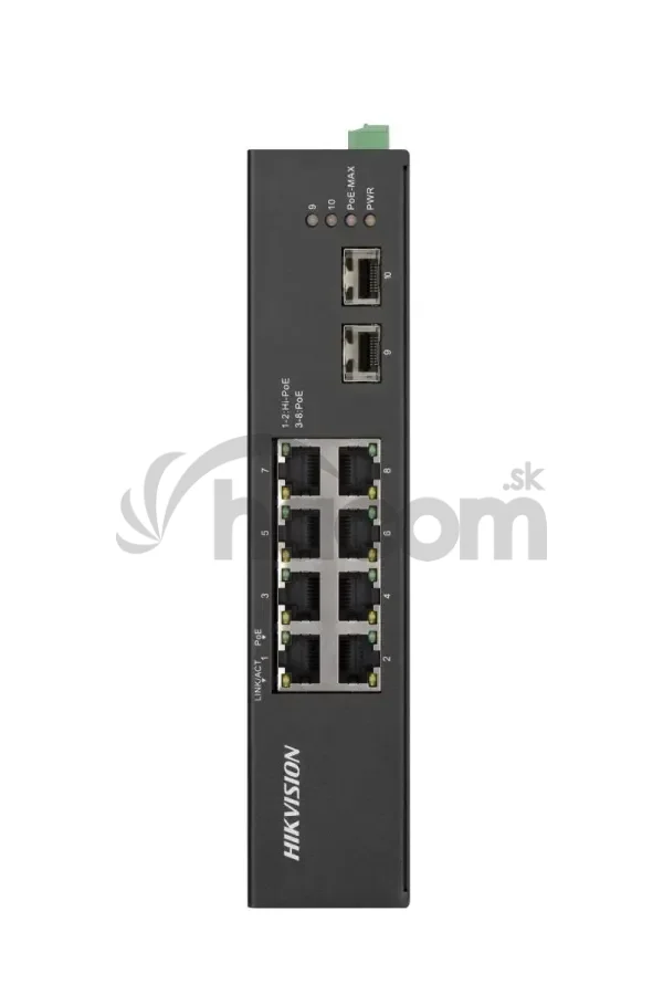 DS-3T0510HP-E/HS 8x1Gb PoE+2xGb SFP, priemyslený switch, 110W