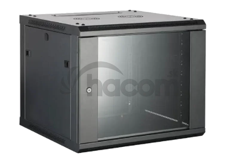 DS-XS6409-S/B rack 19" 9U 600x450x501, sklo, čierny, demont