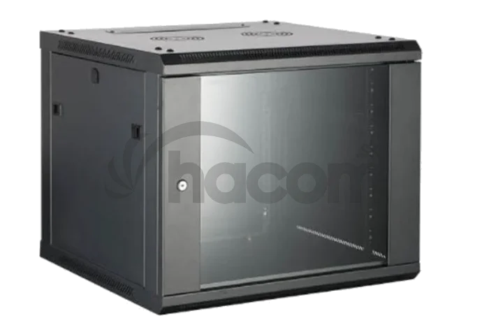 DS-XS6404-S/B rack 19" 4U 600x450x281, sklo, čier, poskladaný