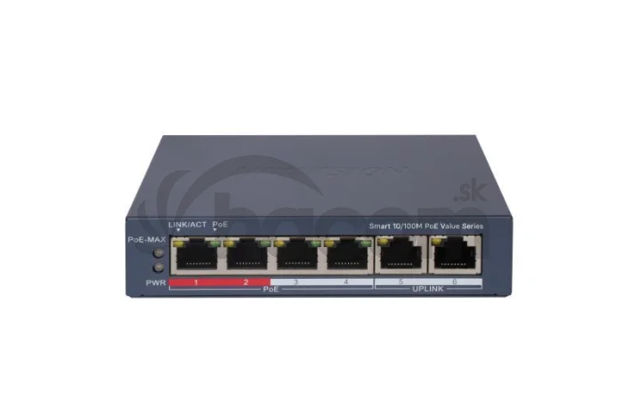 DS-3E1106P-EI/M 4x100Mb PoE+2x100Mb RJ45, smart switch, 45W